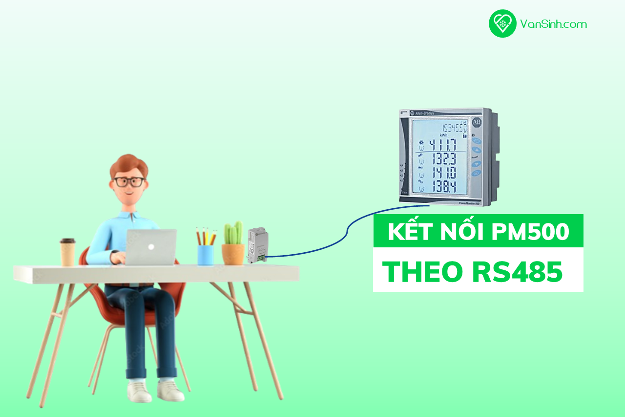 Kết nối PM500 theo chuẩn RS485 (dùng module 2080-SERIALISOL.)